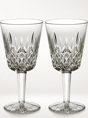 Set of 2 Waterford Crystal Lismore Water Goblets Wine Glass 6-7/8”H, 8 oz NWT
